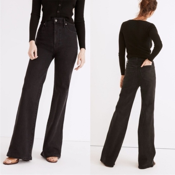 Madewell 11" High Rise Flare Jeans Washed Black Size 30 - Picture 1 of 11